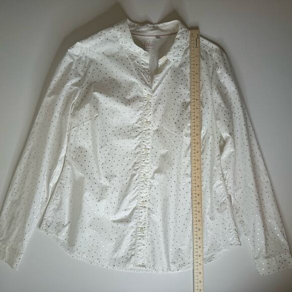 Boden Womens the Classic Shirt Button Up in White and‎ Silver Polka Dot Sz 16 - Picture 9 of 10